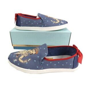 TOMS X Disney Snow White Blue Size 8 Women's Flats Slip On Canvas Shoes NEW